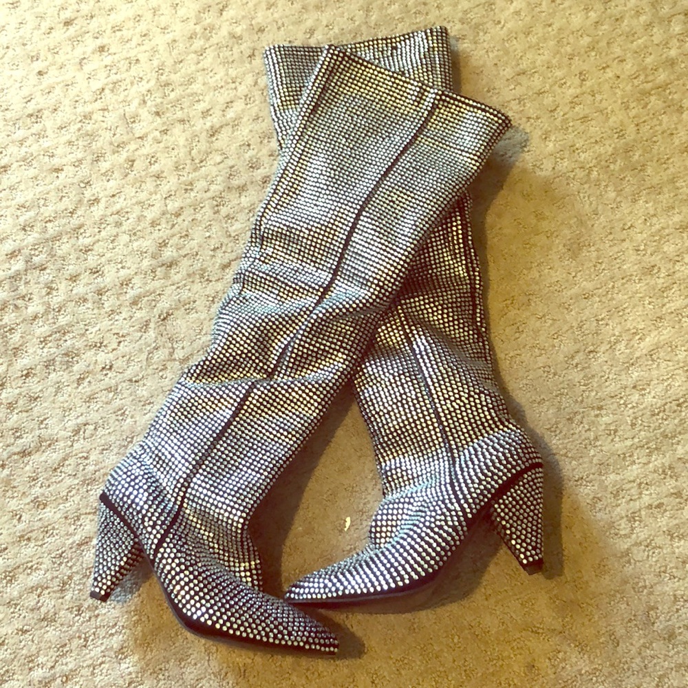 Over the knee rhinestone boots